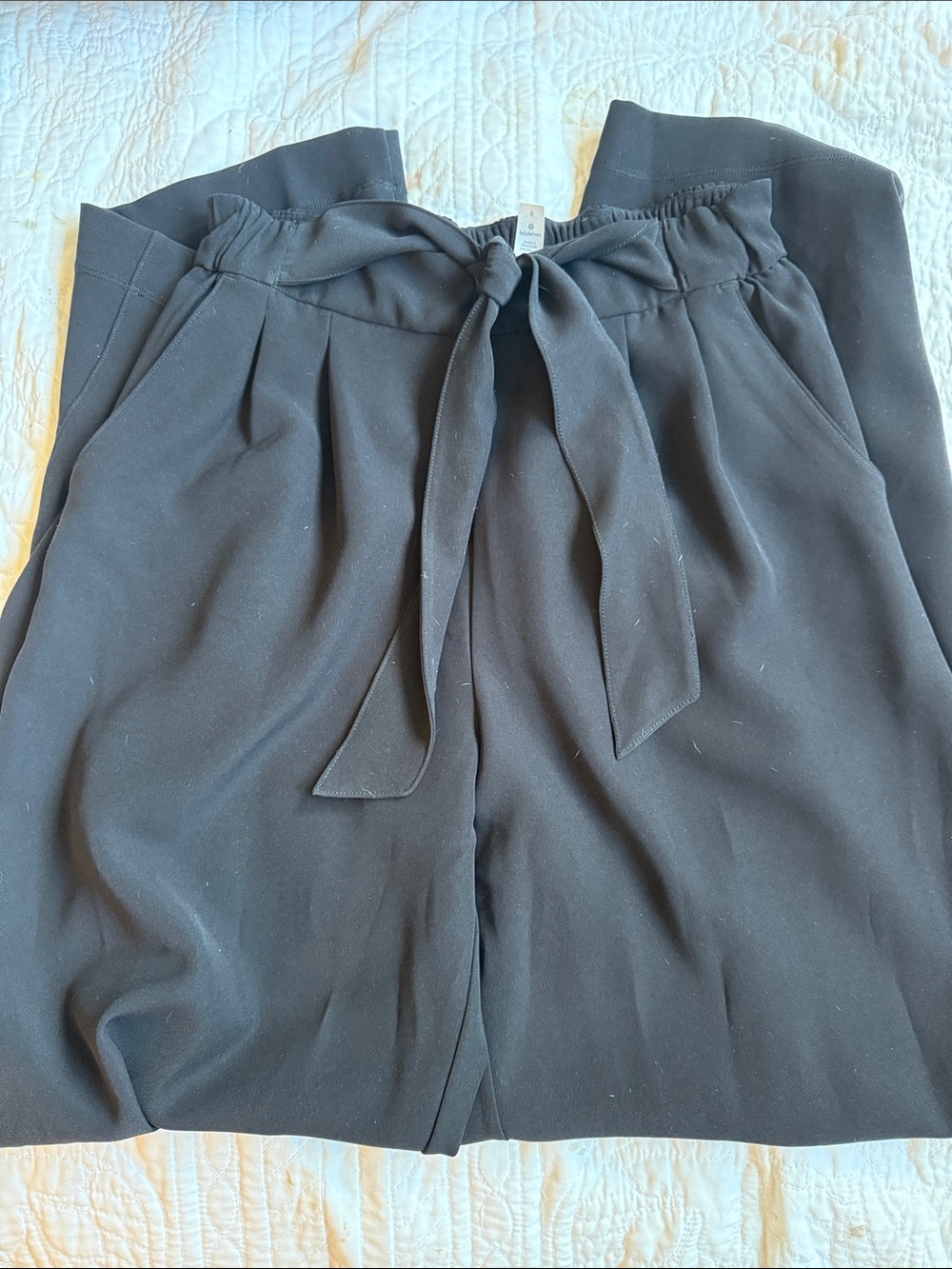 lululemon athletica Black Tie-Waist Wide Leg Trousers